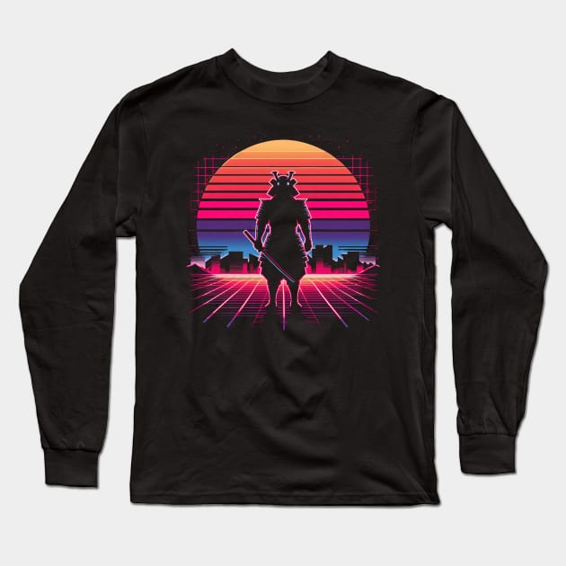 Neon Samurai: Retro Sunset Long Sleeve T-Shirt by T-Shirt Paradise